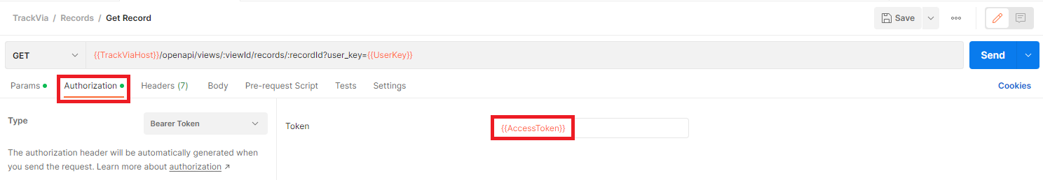 Authorization access token